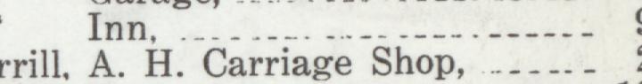 The line reading A. H. Carriage Shop in the 1919 atlas index