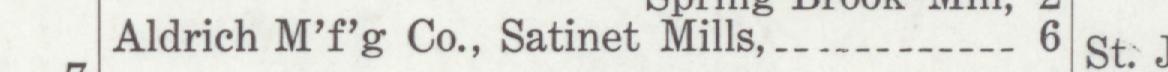 The line reading Aldrich M'f'g Co., Satinet Mills in the 1910 atlas index