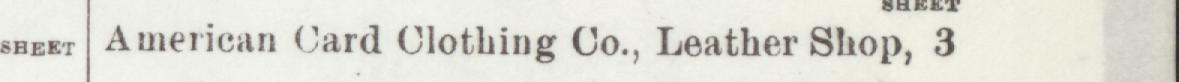 The line reading American Card Clothing Co.,Leather Shop, 3 in the 1904 atlas index