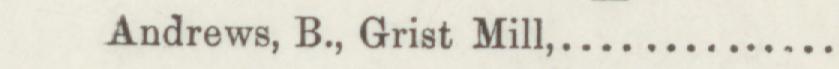 The line reading Andrews, B, Grist Mill in the 1893 atlas index