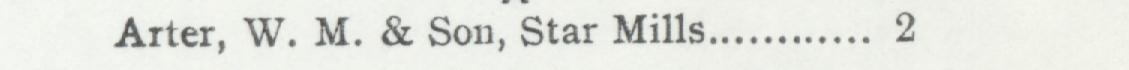 The index line reading Arter, W. M. & Son, Star Mill in the 1901 atlas