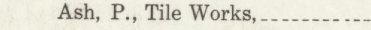 The line reading Ash, P., Tile Works in the 1911 atlas index