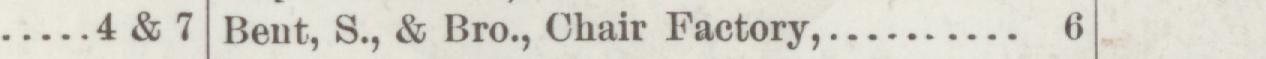 The line reading Bent, S., & Bro., Chair Factory in the 1889 atlas index