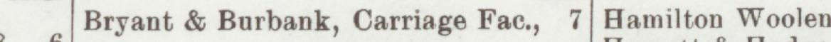The line reading Bryant & Burbank, Carriage Fac in the 1899 atlas index