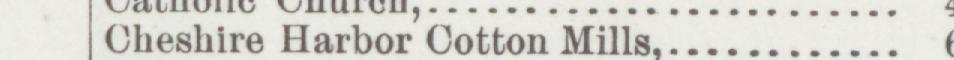 The line reading Cheshire Harbor Cotton Mills in the 1889 atlas index