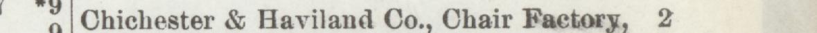 The line reading Chichester & Haviland Co., Chair Factory in the 1896 atlas index