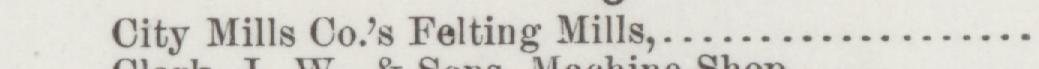 The line reading City Mills Cos Felting Mills in the 1889 atlas index
