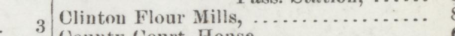 The line reading Clinton Flour Mills in the 1892 atlas index