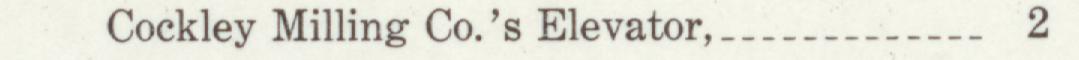 The line reading Cockley Milling Co.'s Elevator in the 1908 atlas index