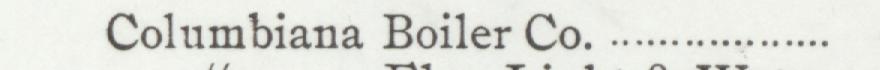 The line reading Columbiana Boiler Co in the 1901 atlas index