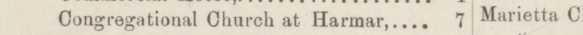 The line reading Congregational Church at Harmar in the 1884 atlas index