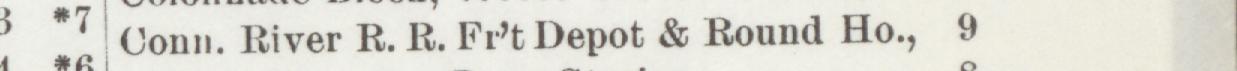 The line reading Conn. River R.R. Frt Depot & Round Ho in the 1892 atlas index