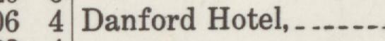 The index line reading Danford Hotel in the 1949 atlas
