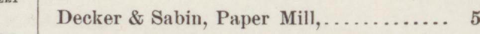The index line reading Decker & Sabin, Paper Mill in the 1889 atlas