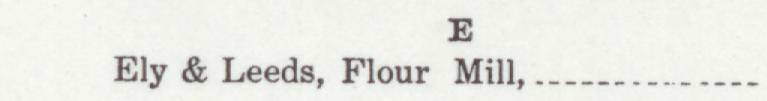 The line reading Ely & Leeds, Flour Mill in the 1911 atlas index
