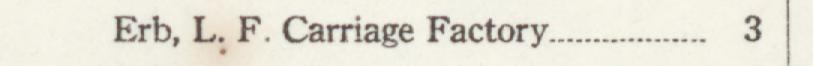 The line reading Erb, L, F. Carriage Factory in the 1921 atlas index