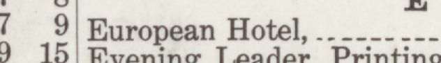 The line reading European Hotel in the 1914 atlas index