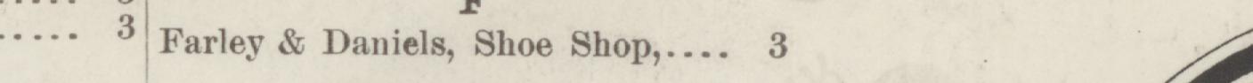 The line reading Farley & Daniels, Shoe Shop, 3 in the 1887 atlas index