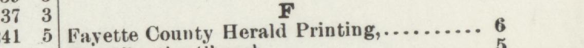 The line reading Faytte County Herald Printing in the 1895 atlas index