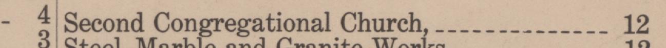 The index line reading Second Congregational Church in the 1922 atlas