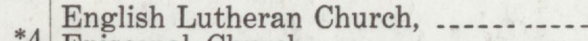 The index line reading English Lutheran Church in the 1921 atlas