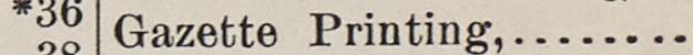 The line reading Gazette Printing in the 1898 atlas index