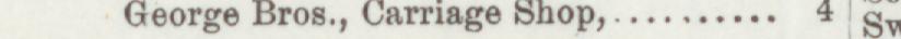 The line reading George Bros., Carriage Shop in the 1893 atlas index