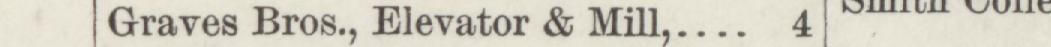 The line reading Graves Bros., Elevator & Mill in the 1884 atlas index