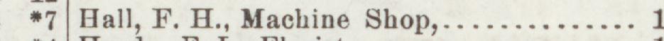 The line reading Hall, F. H., Machine Shop in the 1904 atlas index