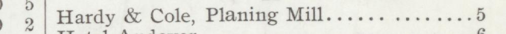 The index line reading Hardy & Cole, Planing Mill in the 1906 atlas