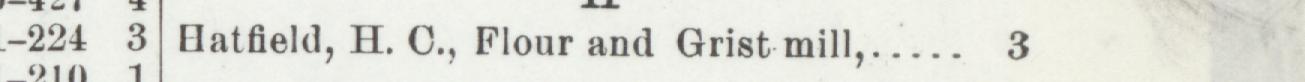 The line reading Hatfeld, H. O., Flour and Grist mill in the 1901 atlas index