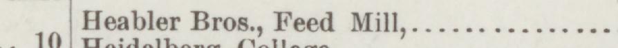 The line reading Heabler Bros, Feed Mill in the 1887 atlas index