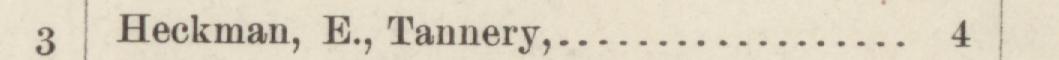 The line reading Heckman, E., Tannery in the 1884 atlas index