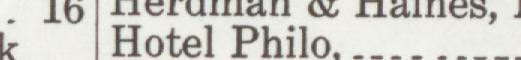 The line reading Hotel Philo in the 1916 atlas index