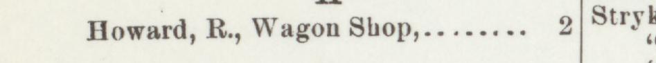 The line reading Howard, R., Wagon Shop in the 1899 atlas index