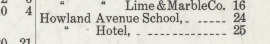 The line reading Howiland Avenue School in the 1914 atlas index