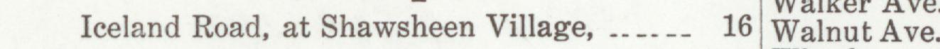 The line reading Iceland Road, at Shawsheen Village in the 1923 atlas index