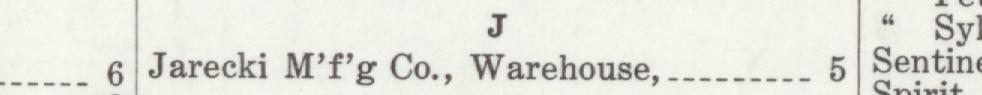 The line reading Jarecki M'P'g Co., Warehouse in the 1911 atlas index