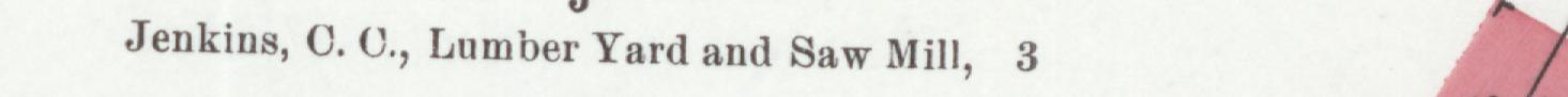 The line reading Jenkins, O. O., Lumber Yard and Saw Mill in the 1904 atlas index