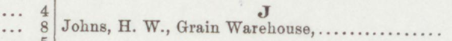 The line reading Johns, H. W., Grain Warehouse in the 1892 atlas index