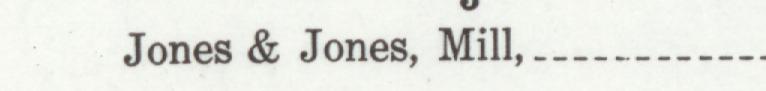 The line reading Jones & Jones, Mill in the 1910 atlas index