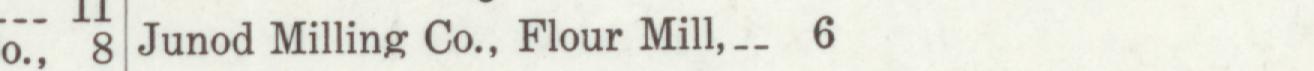 The line reading Junod Milling Co., Flour Mill,_. 6 in the 1914 atlas index