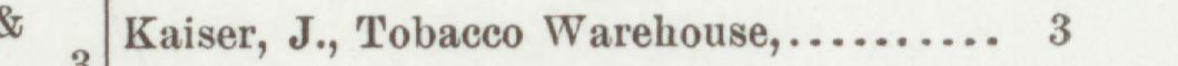 The line reading Kaiser, J., Tobacco Warehouse in the 1892 atlas index