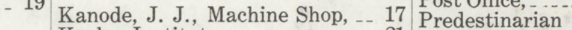 The line reading Kanode, J. J., Machine Shop in the 1910 atlas index