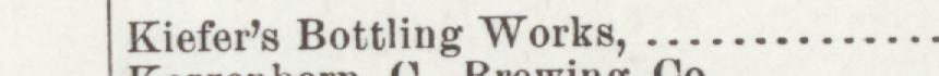 The line reading Kiefers Bottling Works in the 1905 atlas index