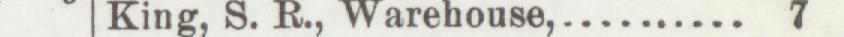 The index line reading King, S. R., Warehouse in the 1898 atlas