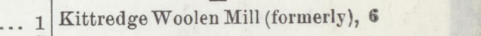 The index line reading Kittredge Woolen Mill (formerly), 6 in the 1905 atlas