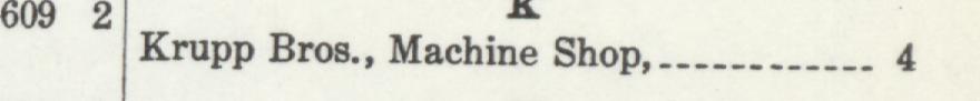 The line reading Krupp Bros, Machine Shop in the 1916 atlas index
