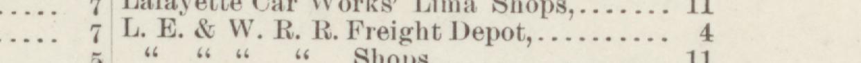 The line reading L.E.&W. R. R.Freight Depot in the 1887 atlas index