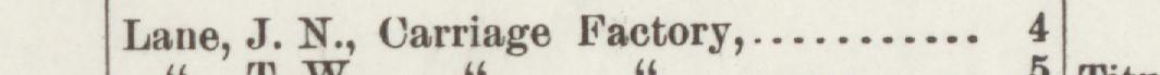 The line reading Lane, J. N., Carriage Factory in the 1894 atlas index